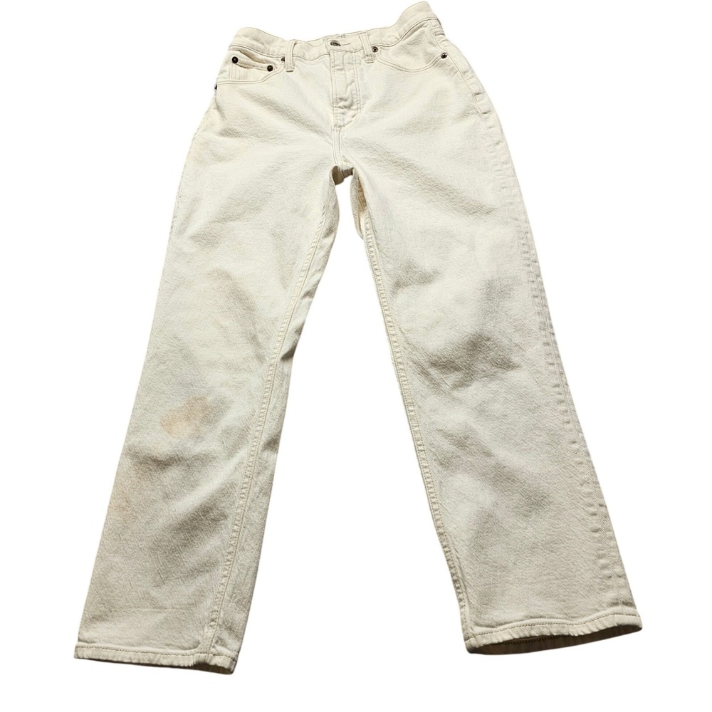 Abercrombie & Fitch Ultra High Rise Ankle Straight Jeans 28 6 Cream Off-White